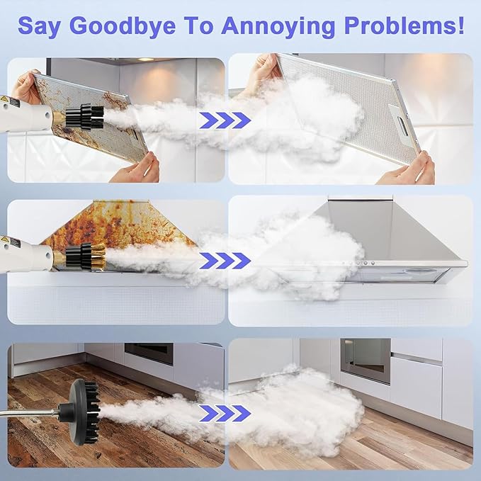 Handheld Steam Cleaner White Scrubber Small Product High Temperature Supply High Pressure for Air Conditioner Kitchen Oil Handheld Steamers (US Plug 110V)