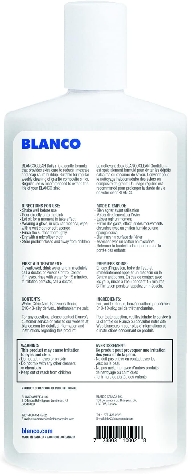 BLANCO 406200 BLANCOCLEAN Daily Silgranit Sink Cleaner 16 Oz White