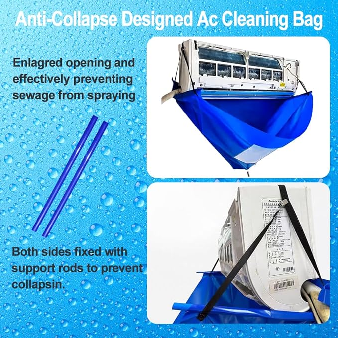 Ac Cleaning Bag With Support Rods Air Conditioner Cleaning Kit with Strong Washing Tool Ac Cleaning kit Minisplit Cleaning Kit Air Conditioning Water Bag Kit Universal for Home AC Cleaning