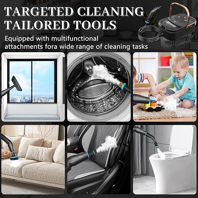 Steam Cleaner Steamer for Cleaning 2500W Pressurized Steam Cleaner with 1.2L Water Tank and 12 Attachments Portable Steamer Cleaner for Home Car Kitchen Bathroom Furniture Tile Grout