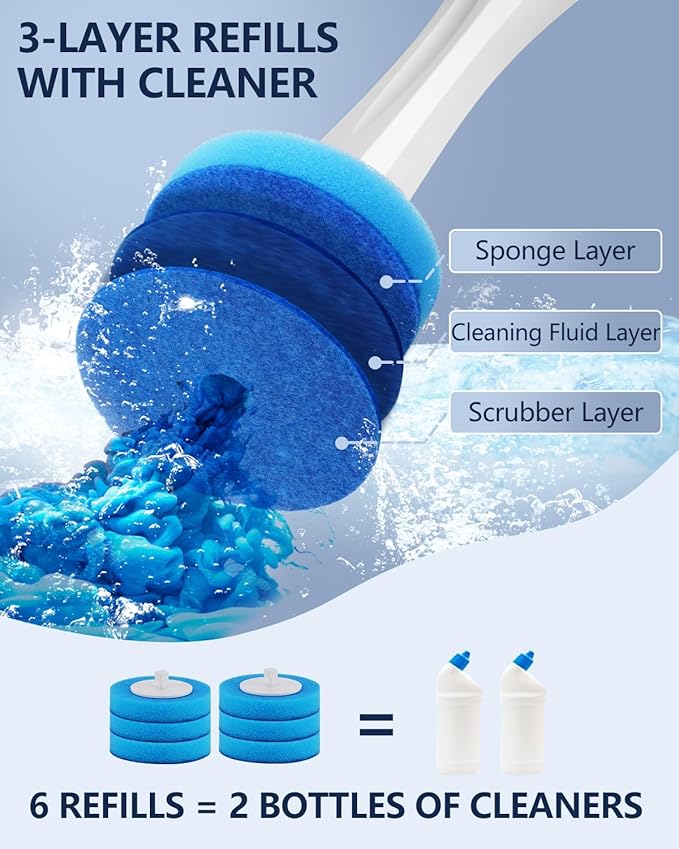 Leebein Electric Toilet Brush and Holder Set Electric Toilet Bowl Scrubber Kit with 8 Replaceable Brush Heads Disposable Toilet Brush with 6 Wand Cleaner Refills 2 Pcs Crevice Cleaning Brush