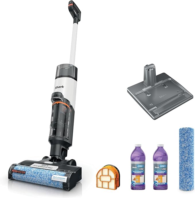 Shark | Wet Dry Vacuum Cleaner | Vacuum and Mop Combo | HydroVac MessMaster | 3-in-1 Self-Cleaning + Powerful Suction | 2 Brushrolls &amp 2 Solutions Included | Hardwood Floor &amp Area Rug Cleaner
