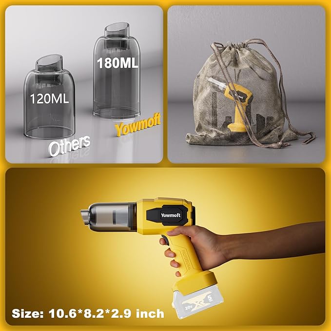 3 in 1 Handheld Car Vacuum Compatible with Dewalt 20V Battery with 21000pa Strong Suction Handheld Vacuum Cordless &amp Blower with 200W Brushless Motor Mini Vacuum Cleaner for Car Home (No Batter