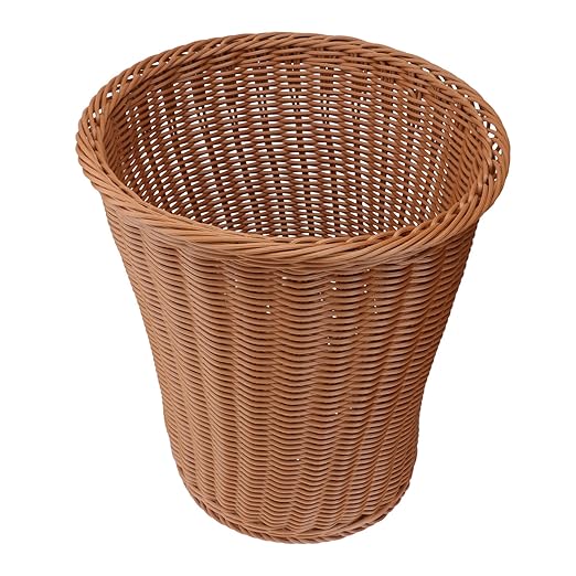 Sosoport Rattan Woven Trash Basket Lightweight Sundries Storage Bin for Home Office Bedroom Bathroom Stylish Compact Wastebasket in Random Colors Random Color