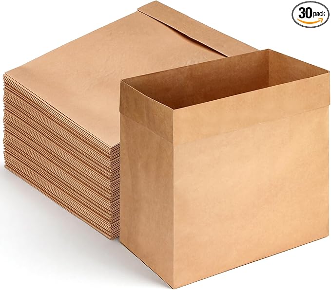 30 Pcs Trash Compactor Bags for Kitchen Pre-Cuffed Heavy Duty Kraft Paper Compactor Bags with Waterproof Liner Reinforced Bottom for Kitchen Use 20.47 x 15.75 x 8.66
