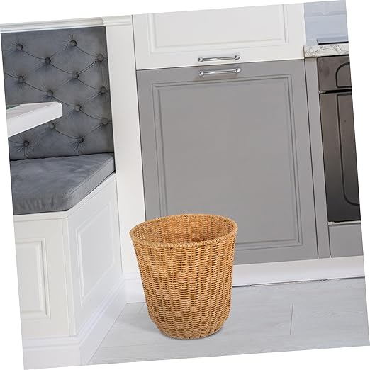 Versatile Baskets Stackable Storage Bins Woven Waste Baskets Kitchen Supply Easy to Move Pastoral Design