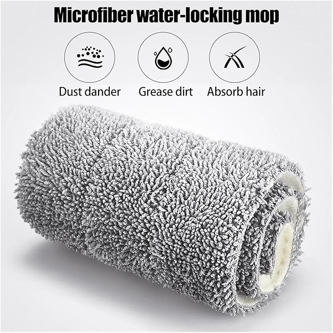 Compatible for Floor Mop 360° Rotatable Mops Microfiber Lazy Reusable Household Hardwood Cleaning Wet Dry Tools(32cm 6clths)