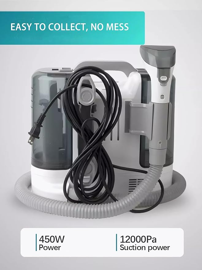 Steam Cleaner for CarAll Purpose Cleanerwith Six Nozzles450W Carpet Cleaner Machinefor Pet Stains Couch Rug