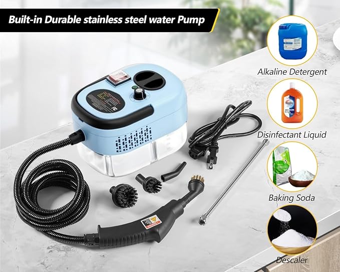 7 in 1 Steam Cleaner 2500W High Pressure Steamer for Cleaning Car Steamer Handheld Steam Cleaner for Home Use Hardwood Floor Steam Cleaner for Upholstery Kitchen Bathroom Grout (Blue)