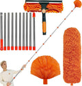 20+ Feet High Reach Dusting Kit with 3-14 ft Extension Pole //2 in 1 Window Cleaning Kit // High Ceiling Duster // Cobweb Microfiber Duster // Outdoor &amp Indoor Extendable Duster Cleaning Kit