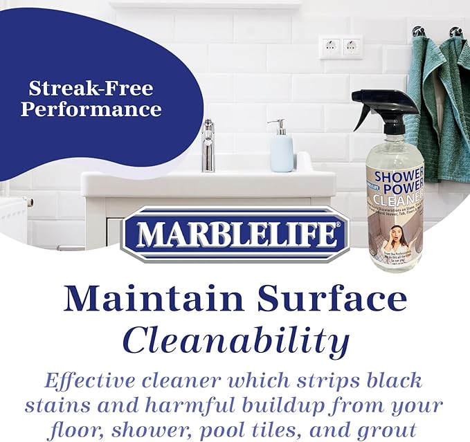 Marblelife Power Shower Cleaner Heavy-Duty Shower &amp Tub Bathroom Cleaner A Must on Basic Bathroom Cleaning Supplies 32 oz