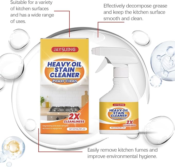 Kitchen Heavy Duty Grease Cleaner - Stain Remover For Stoves Range Hoods - Safe For Multiple Surfaces(2PCS)