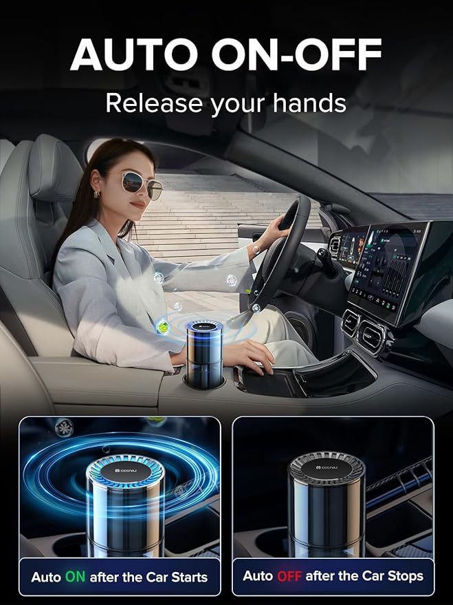 Ceeniu Smart Car Air Freshener New Car Smell Larger 135ml Capacity Long-Lasting 6-Month Fragrance Auto On/Off Quiet Operation Stylish Ambient Light Premium Scent for Men CF3 Pro Diffuser
