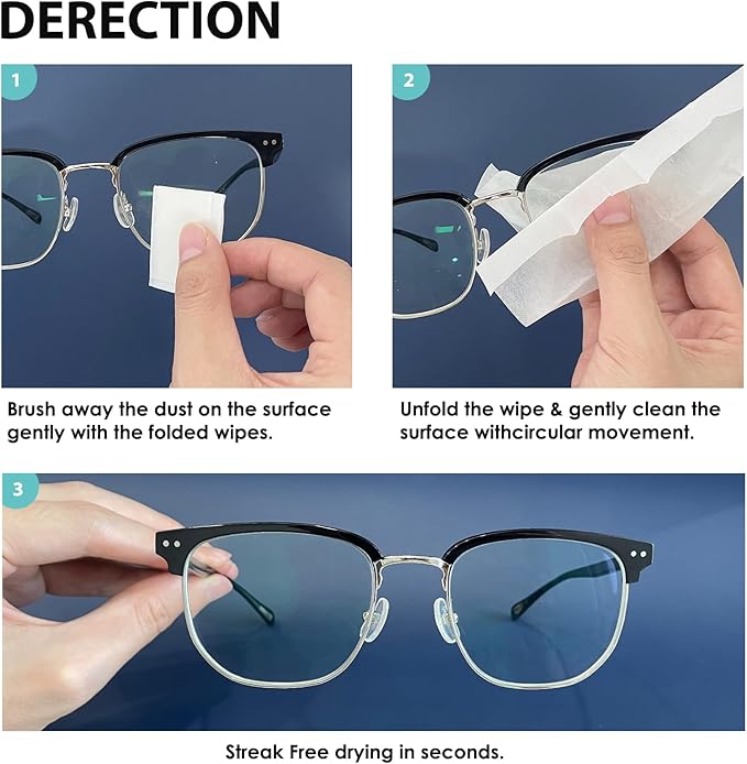 600 Count Lens Wipes for Eyeglasses Eyeglass Lens Cleaning Wipes Pre-moistened Individually Wrapped Sracth-Free Streak-Free Eye Glasses Cleaner Wipes for Sunglass Camera Lens Goggles