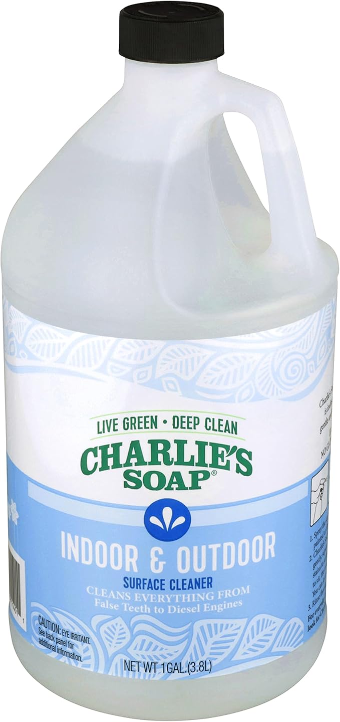 Charlie's Soap Indoor-Outdoor Surface Cleaner with Pump (1 Gallon 1 Pack) - Hypoallergenic Biodegradable Multi-Surface Use