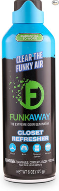 FunkAway Extreme Odor Eliminating Closet Refresher AeroSpray 6 oz. Odor Eliminating Spray Removes Musty Stuffy Sweaty and Stinky Airborne Odors