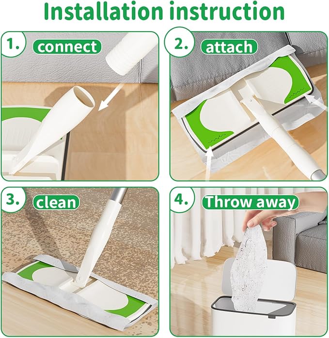 Sweeper 2-in-1 Dry + Wet Cleaning ToolProfessional Floor Mopping and Sweeping Kit Includes 1 Sweeper40 Dry Sweeping Cloths6 Wet Mopping Cloths