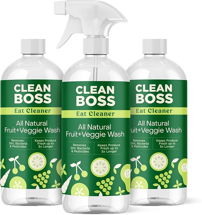 CleanBoss - Eat Cleaner 12 oz (3 Pack) with one Trigger - Keeps Produce Fresh Vegan Gluten Free