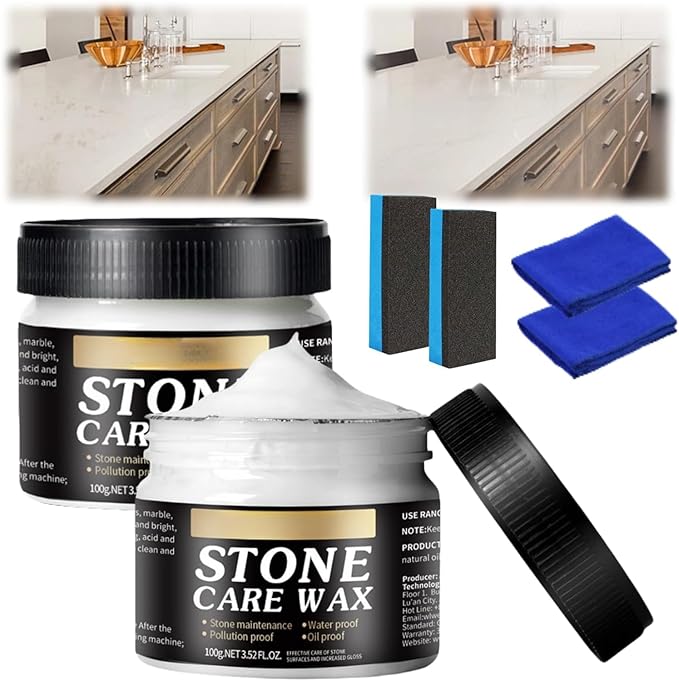 2Pcs Manual Natural Polishing Care Wax for Stone Furnitures &amp Tiles Marble PolishingGranite PolishQuartz Cleaner Countertop