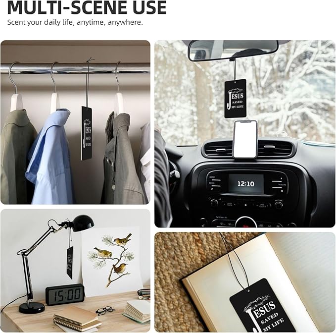 40 PCS Religious Jesus Christian Faith Cross Car Air Fresheners Cards Set Multi-Pack Scented Cards Long-Lasting Auto Fragrance Cards for Vehicle Home &amp Office Rectangle