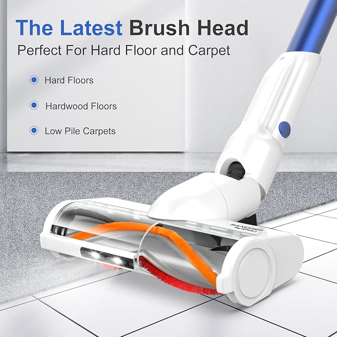 whall Cordless Vacuum Cleaner Upgraded Strong Suction Brushless Motor Cordless Stick Vacuum CleanerLightweight Handheld Vacuum for Home Pet Hair Carpet Hard Floorup to 55mins RuntimeAzure