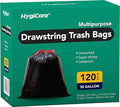 Ultra Strong 30 Gallon Trash Bags Unscented 120 Count Drawstring Garbage Bags Pre-Separated Eco-friendly Materials Leakproof Sturdy Black