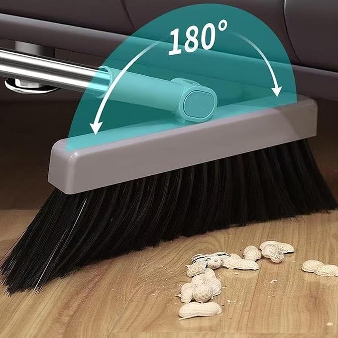 Broom With Dust Combo Set: Adjustable Handle  Compact Folding Cleaner Vertical Storage Design | For Home Apartment Kitchen Bedroom Kitchen Bedroom