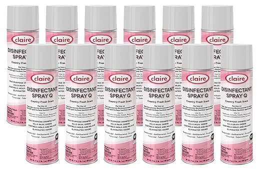 Claire CL1001-12pk Disinfectant Spray Q- Country Fresh Scent 17 Oz. Net Wt 12 Count