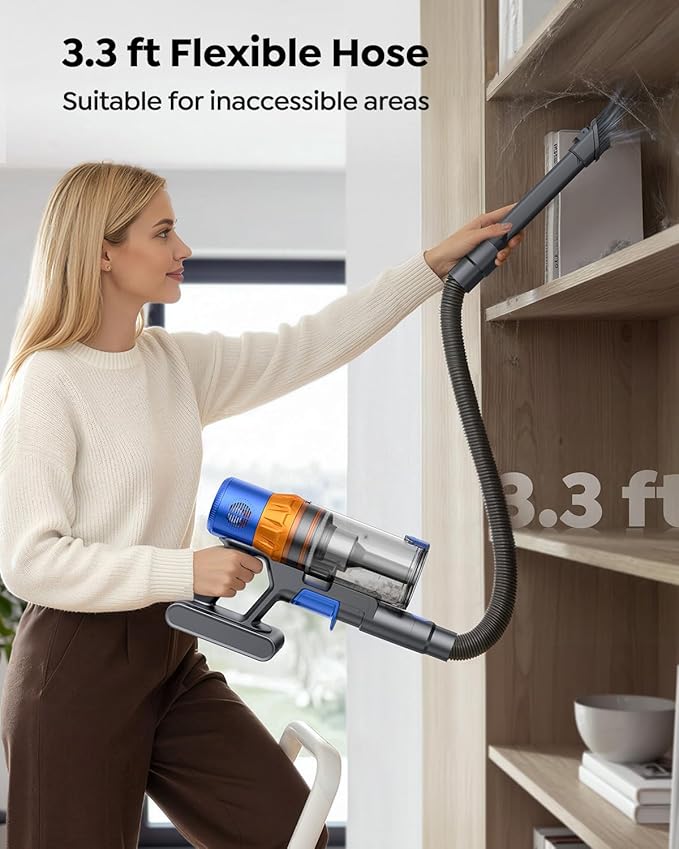 Cordless Vacuum Cleaner 650W/55KPa/70Mins Stick Vacuum with Bendable Wand 3.3 ft Hose Auto Mode Self-Standing Aromatherapy V-Shaped Anti-Tangle Brush for Hard Floor Carpet &amp Pet Hair (X13)