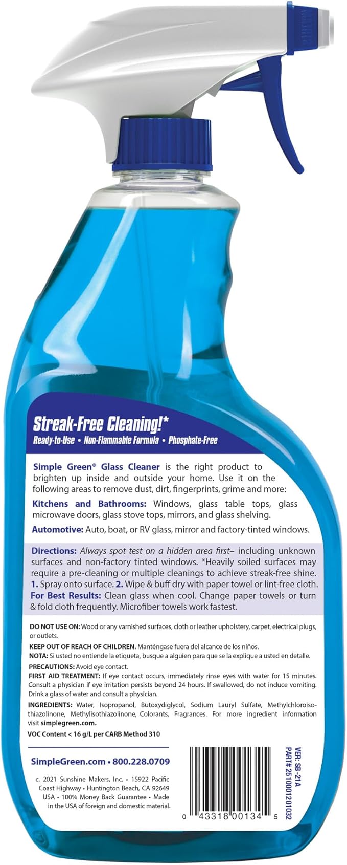 Simple Green Ready-To-Use Glass Cleaner 32 oz. Blue (Pack of 4)