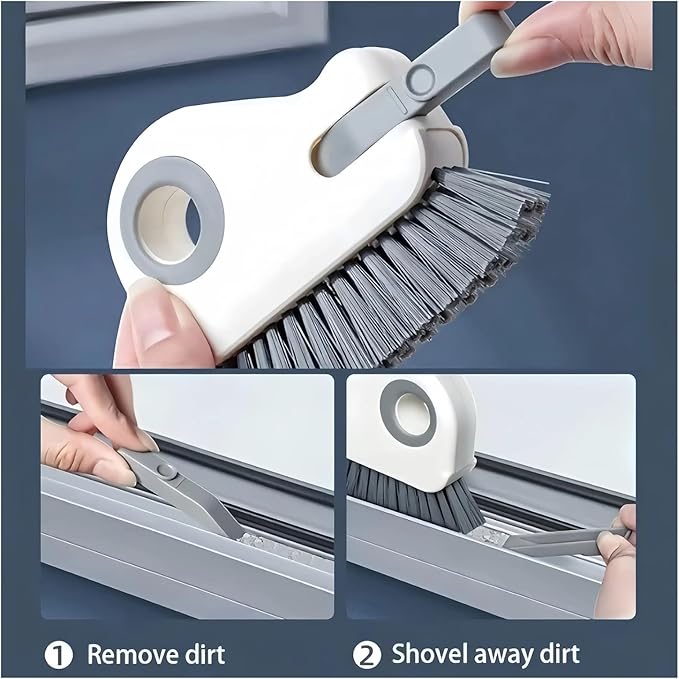 2 in 1 Groove Cleaning Brush - Window Track Cleaner &amp Hard Bristle Grout Brush Tool(1 pcs Orange)