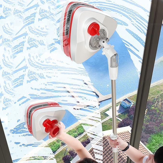 Window Cleaner Magnetic Double-Sided Window Cleaner Glass Wiper Adjustable Magnetic Cleaning Tools for High-Rise Double Car Glazed Window with Telescopic Rod