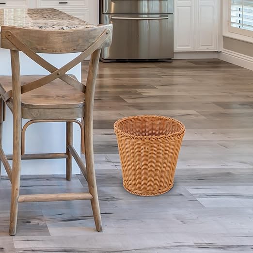 Healifty Woven Trash can Small Desktop Waste Basket Natural Style Storage Bin for Office Bathroom Bedroom Kitchen 9.64X8.26X6.29 Inches