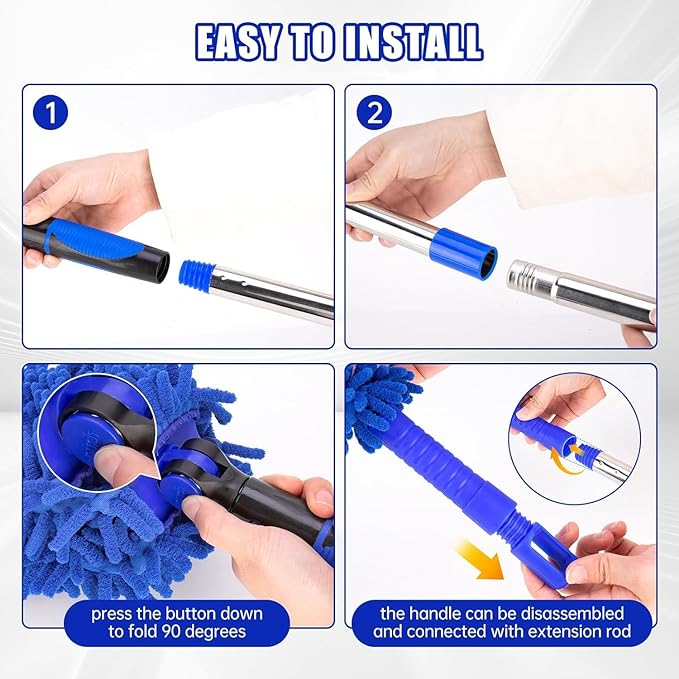 Ceiling Fan Cleaner Duster with 80 Extension Pole Flexible and Washable Chenille Fan Duster for High Ceiling Fan Blades Light Fixtures Furnitures