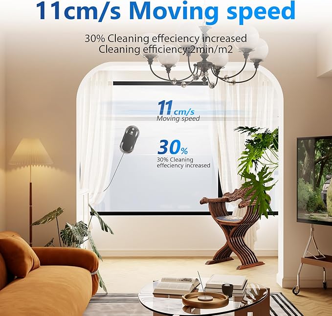 Tosima W5 Window Cleaning Robot Dual Direction Auto-Spray Smart Window Cleaner with Triple Safety System Smart Navigation Remote Control for All Smooth Surfaces with 8 Rags Black