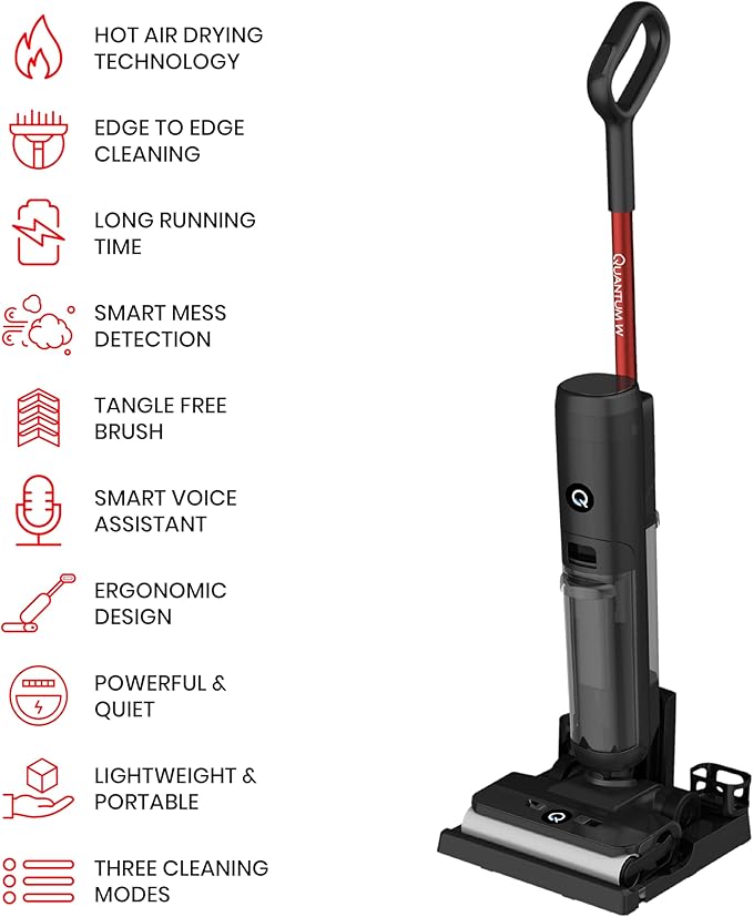 Quantum W Cordless Wet Dry Vacuum Cleaner with Water Filtration – All-in-One Hard Floor Vacuum &amp Mop Self-Cleaning Bagless for Pet Hair Spills &amp Messes