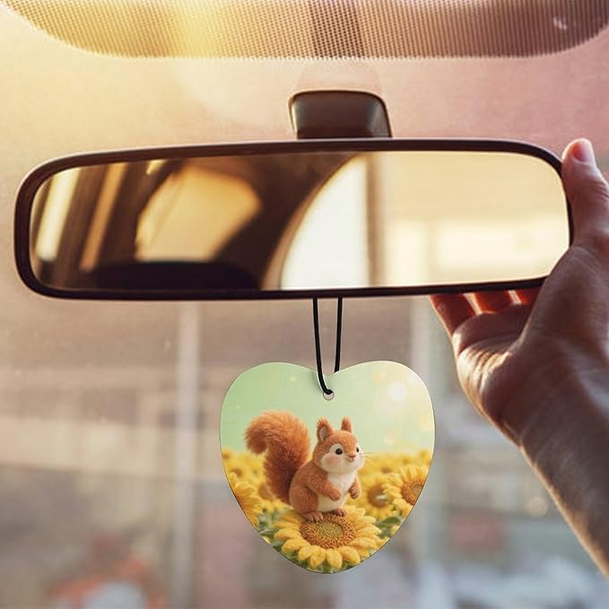 5PCS Car Air Freshener Hanging Personalized Double Sided Sunflower Squirrel Car Fresheners Long Lasting New Cars Scents Cute Automotive Freshies for Closets Drawers (tea)