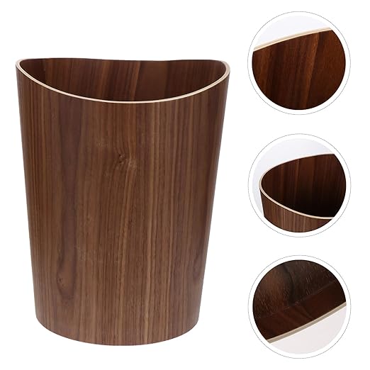 Garneck Japanese-Style Wooden Trash Can Opening Kitchen Rubbish Bin Decorative Household Wastebasket for Bedroom Office Hotel with Simple Nordic Design Easy to Clean