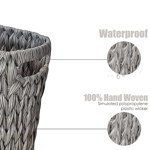 PINXIURY Wicker Trash CanWatse Basket Woven Bathroom Trash Can with Handles Waste Paper Basket Trash Cans for BedroomDecorative Boho Trash Can 19 Liters/5 Gallons