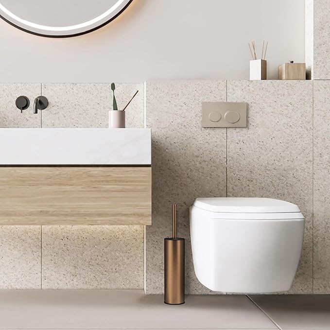 BGL Rose Gold Toilet Brush and HolderStainless Steel Toilet Brushes for Bathroom with Holder