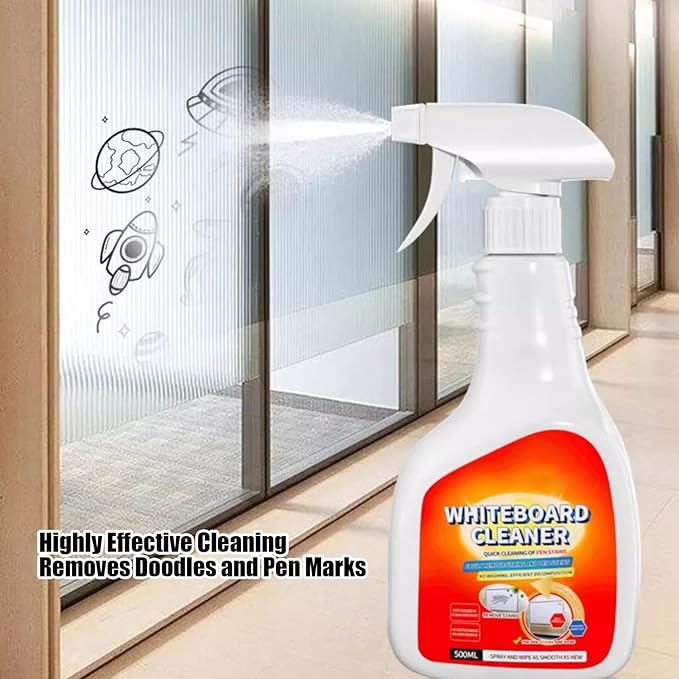 Whiteboard Cleaner Spray with Fast-Drying Action 500ml Dry Erase Board Cleaning Spray Office Board Cleaner Removes Stubborn Marks from Chalkboard for Classroom Home and Office