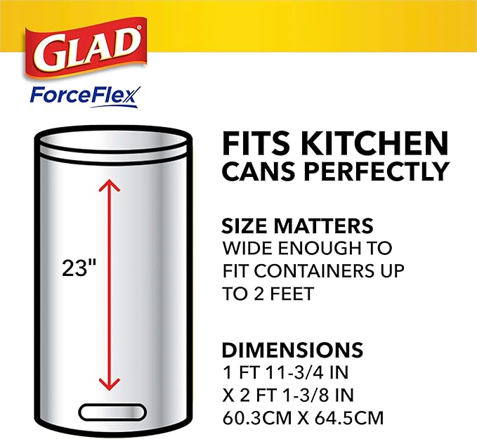 Glad ForceFlex Tall Kitchen Drawstring Trash Bags13 GalFragrance Free110 Ct (Package May Vary)(Pack of 3)