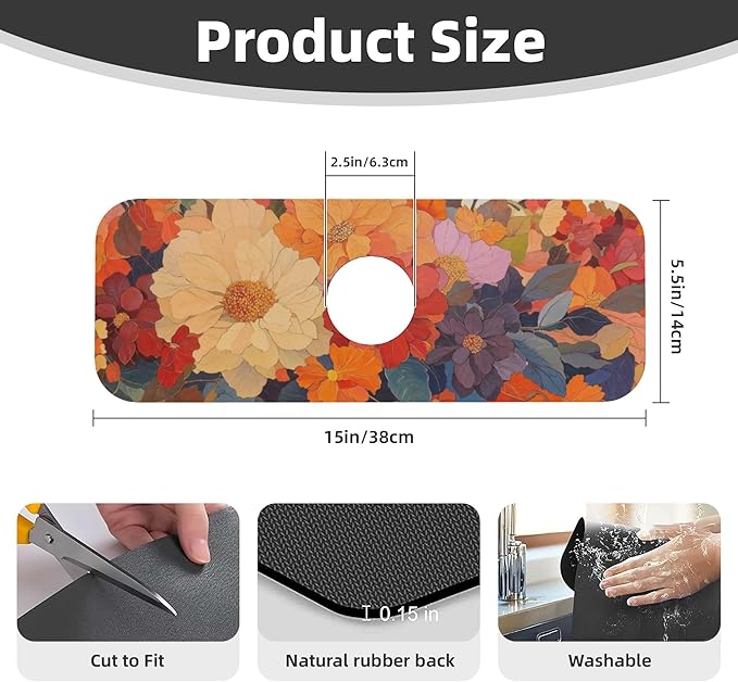 Colorful Floral Dish Drying Mat for Kitchen Counter 16x18 Microfiber Absorbent Fast Dry Mat 2Pcs Dish Mat Faucet Mats Sets Large Drying Kitchen Mat Kitchen Drying Pad Coffee Bar Decor Gifts