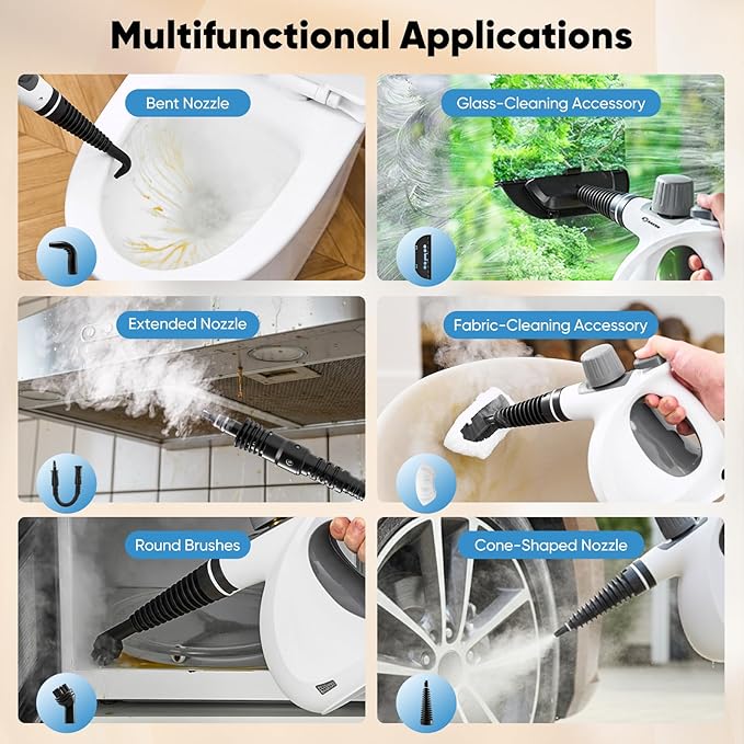 Saker Handheld Steam Cleaner NewPortable Steam Cleaner for Home1050W Steam Cleaner4 Fiber Cloths for Quick Heating &amp Deep Cleaning of Floors Cars and Kitchen