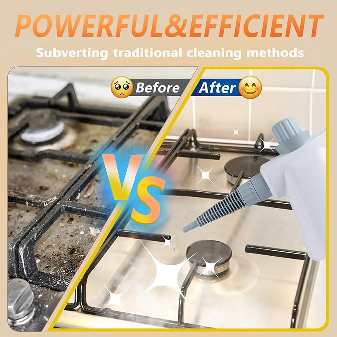 Pressurized Steam Cleaner Handheld Multi-Surface Steamer with 11 Accessories &amp Steam Lock 350ml Tank for Home Car Kitchen Bathroom Windows – Chemical-Free Deep Cleaning