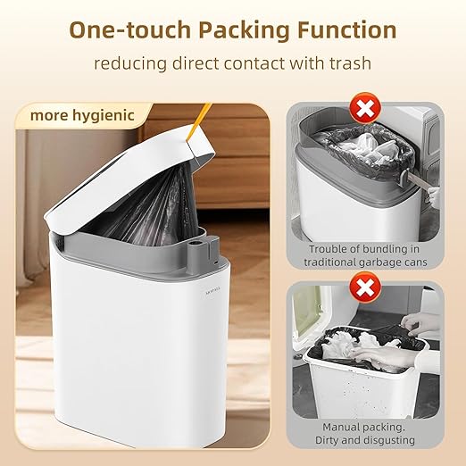 MOPALL Automatic Motion Sensor Bathroom Trash Can with Lid 3.5 Gallon Touchless Garbage Can IPX5 Waterproof Smart Small Waste Basket for Bedroom Kitchen Office