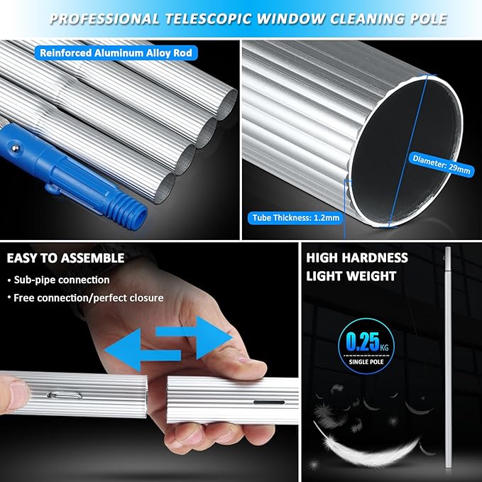Telescopic Water Fed Window Cleaning Pole Kit for Solar Panel Washing Extendable Brush for Cleaning Conservatory Roof Professional Window Cleaner Equipment