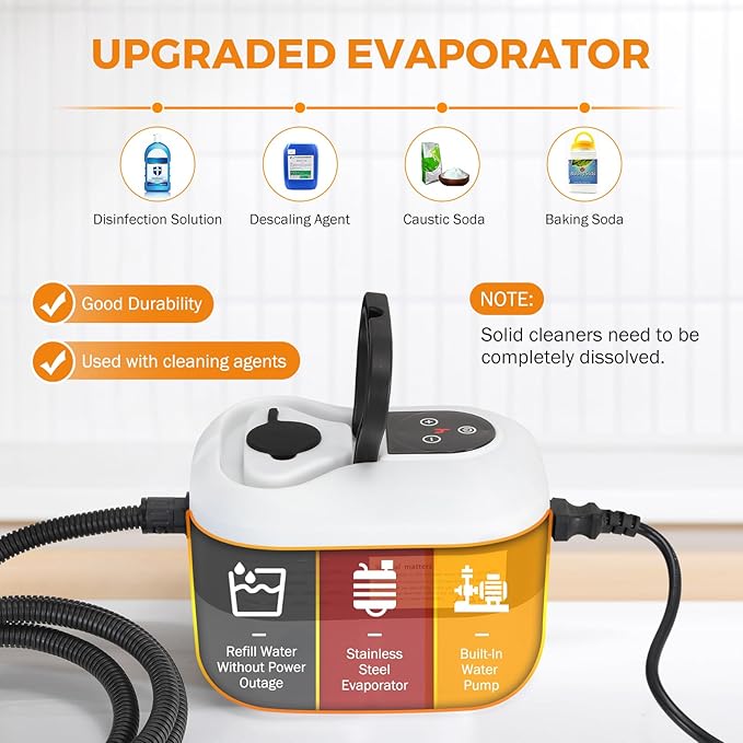 BEAMNOVA Steam Cleaner for Car Detailing 1.2L (41oz) Water Container Handheld Steamer for Cleaning Portable Steam Gun High Pressure Multipurpose Steam Machine White