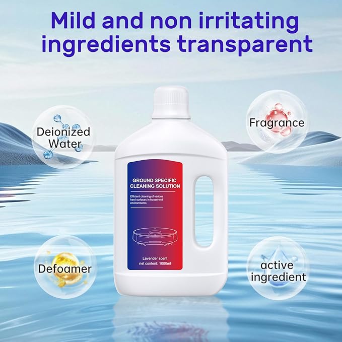 Lavender Floor Cleaning Solution 1L Compatible with Dreame Wet &amp Dry Vacuum and Robot Residue &amp Streak FreeSuitable for All Robot Vacuum Cleaners and Wireless Wet Dry Dual-Use Vacuum Cleaner
