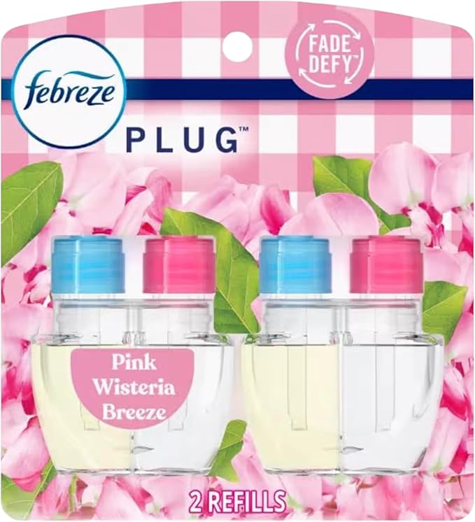 fe.bre.ze Odor-Fighting Fade Defy Plug Air Freshener (2) of 0.87 fl oz Refills-Pink Wisteria Breeze